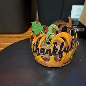 Sonoma Thankful Brown and Green Large Candle Holder